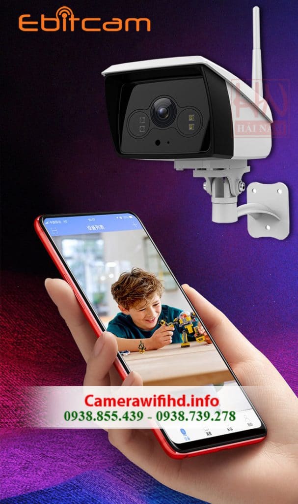 Camera Wifi không dây ngoài trời Ebitcam 2MP Full HD 1080P, Đàm thoại, Báo trộm, Ánh sáng trắng ghi hình màu thông minh