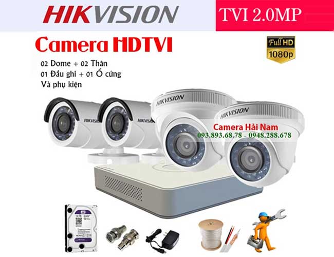 Trọn bộ 4 camera Hikvision 2MP HD-TVI