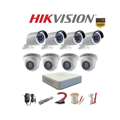 Trọn bộ 8 camera Hikvision 2MP