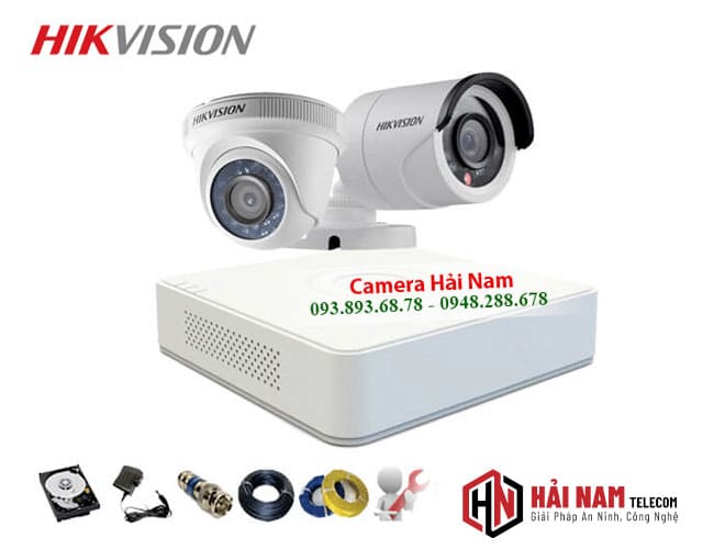 Trọn bộ 2 camera Hikvision 2MP kèm đầu ghi