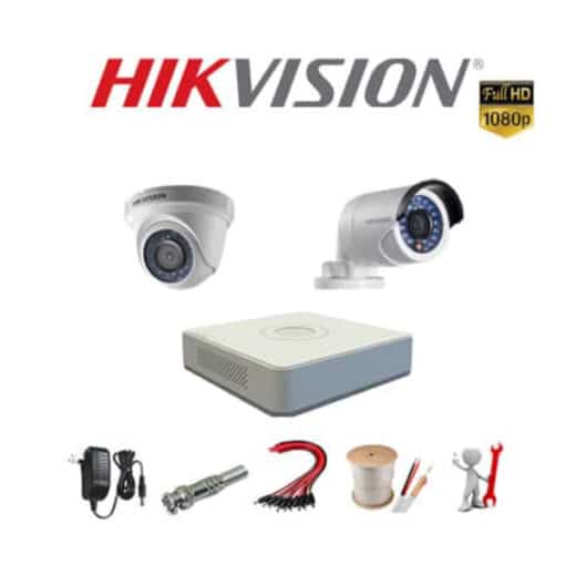 Trọn bộ 2 camera Hikvision 2MP hiện đại