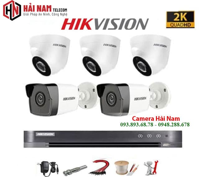 Trọn bộ 5 camera Hikvision 5MP kèm đầu ghi