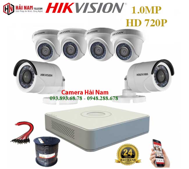 Trọn bộ 6 camera Hikvision 2MP kèm đầu ghi