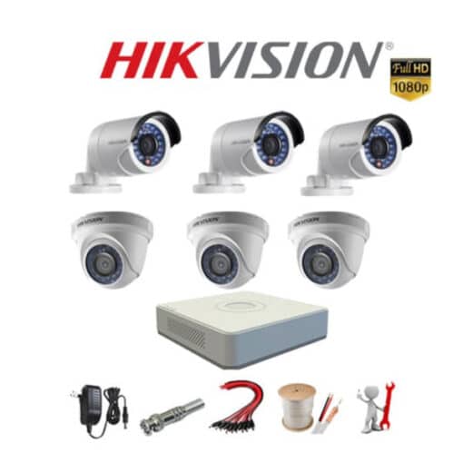 Trọn bộ 6 camera Hikvision 2MP