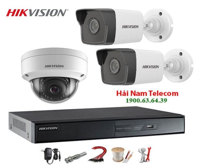 Trọn bộ 3 camera IP Hikvision 2MP chất lượng