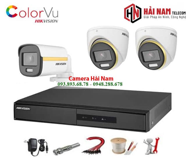 Trọn bộ 3 camera Hikvision ColorVu 2MP chất lượng