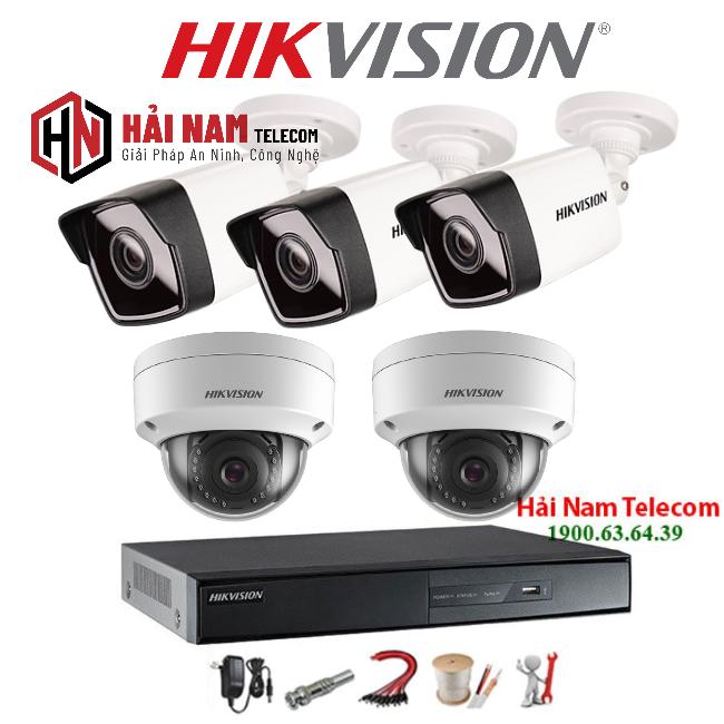 Trọn bộ 5 Camera IP Hikvision 2MP vượt trội
