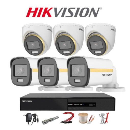 Trọn bộ 6 Camera Hikvision ColorVu 2MP