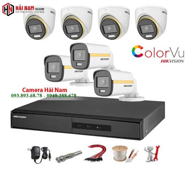 Trọn bộ 7 camera Hikvision ColorVu 2MP hiện đại