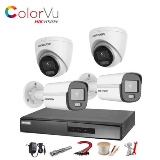 Trọn bộ 4 camera IP ColorVu Hikvision 2MP