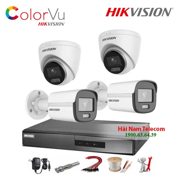 Trọn bộ 4 camera IP ColorVu Hikvision 2MP Full HD 1080P