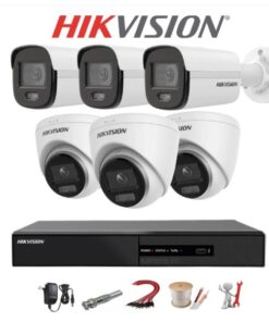 Trọn bộ 6 camera IP ColorVu Hikvision 2MP