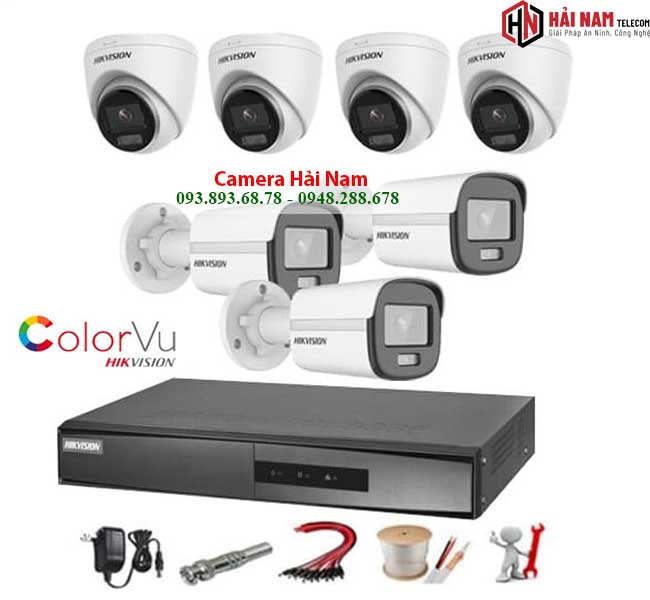 Trọn bộ 7 camera IP ColorVu Hikvision 2MP tặng phụ kiện