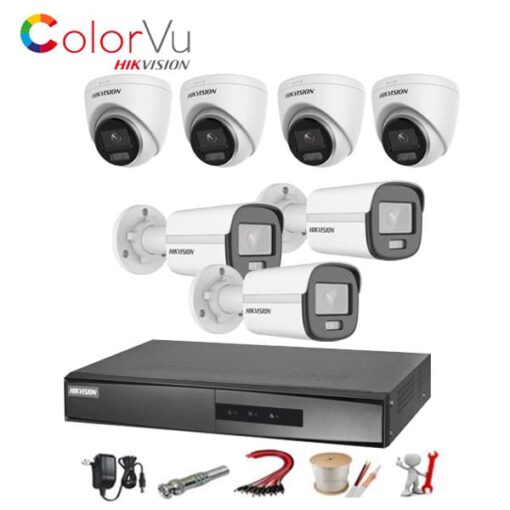 Trọn bộ 7 camera IP ColorVu Hikivision 2MP
