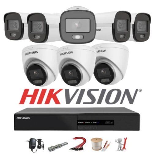 Trọn bộ 8 camera IP ColorVu Hikvision 2MP